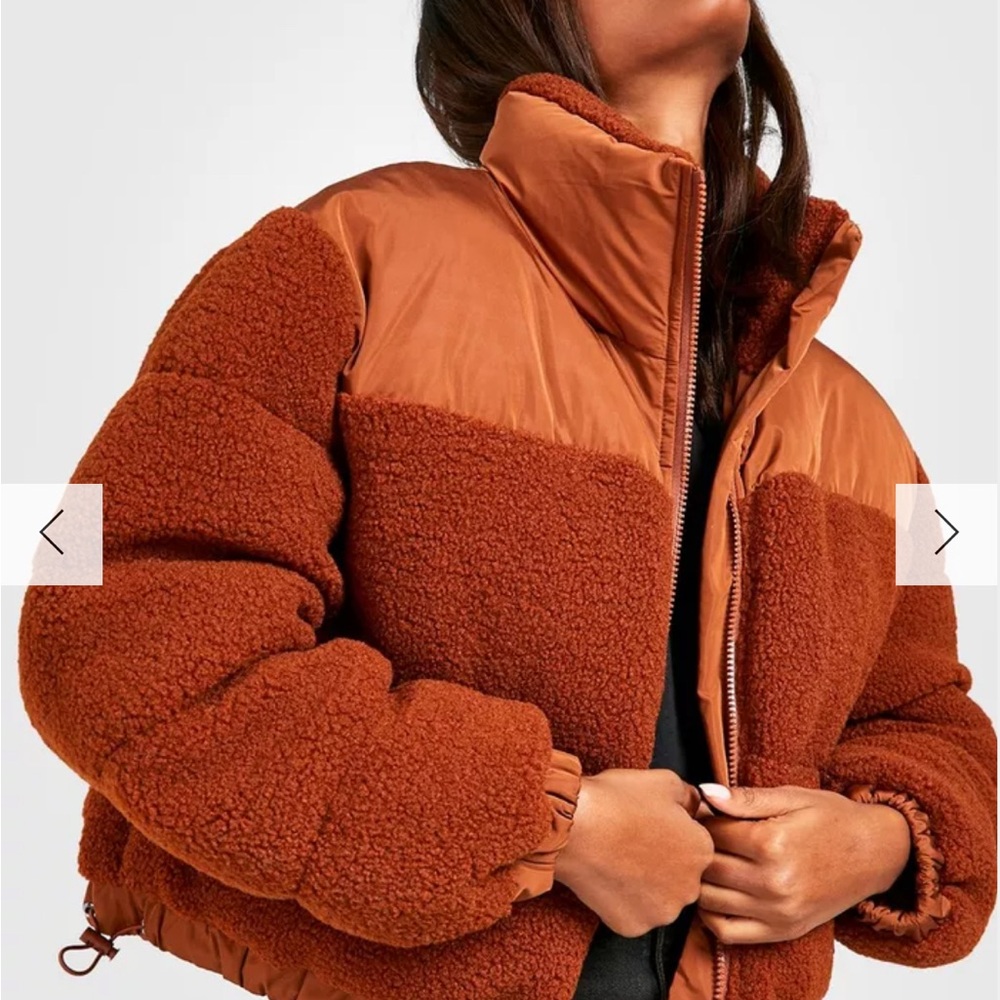 Boohoo Warm Brown Sherpa Jacket